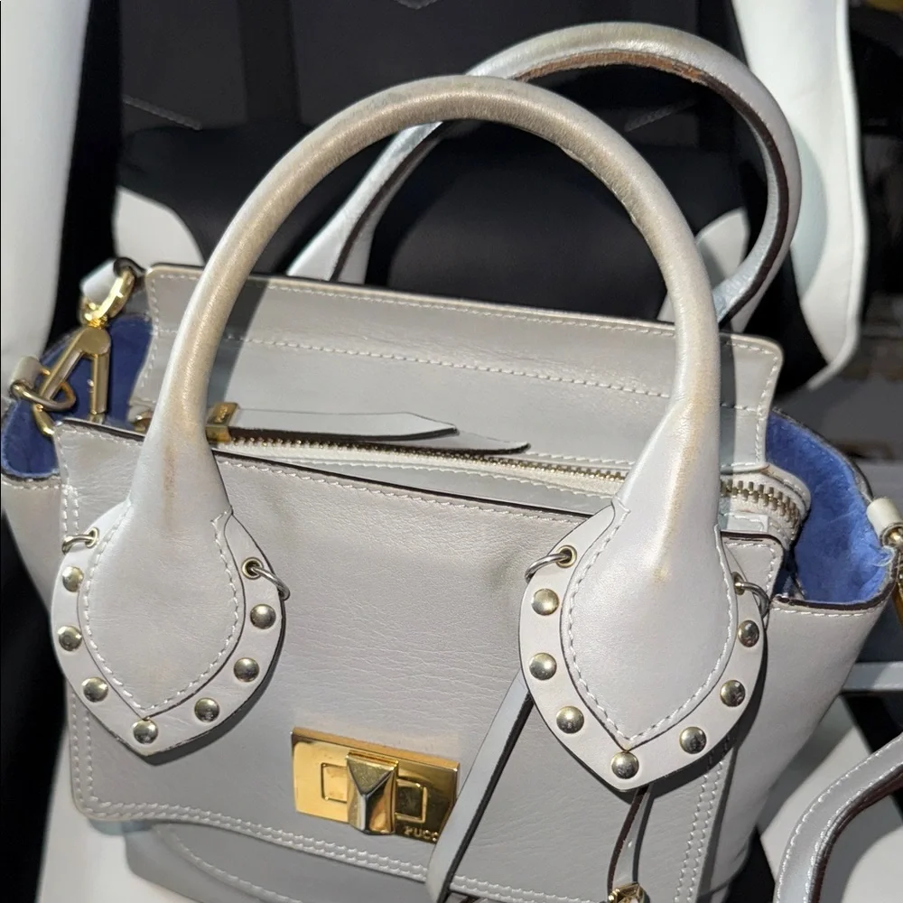 Emilio Pucci Gray Satchel with Gold Accents - Picture 9 of 15